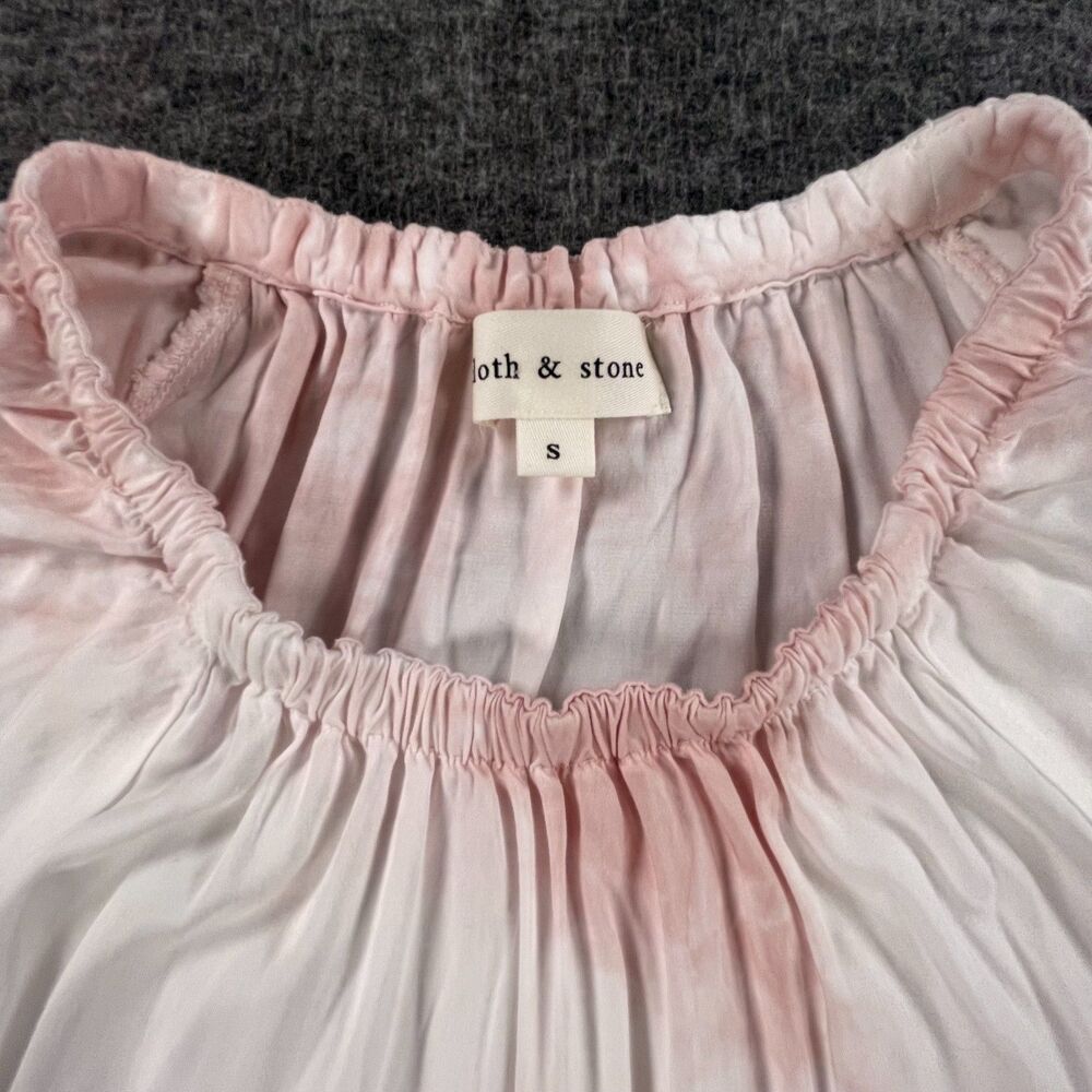 Cloth & Stone Banded Luxe Dye Top Small Pink Tie Dye Flutter Sleeve Blouse Boho - Picture 5 of 10